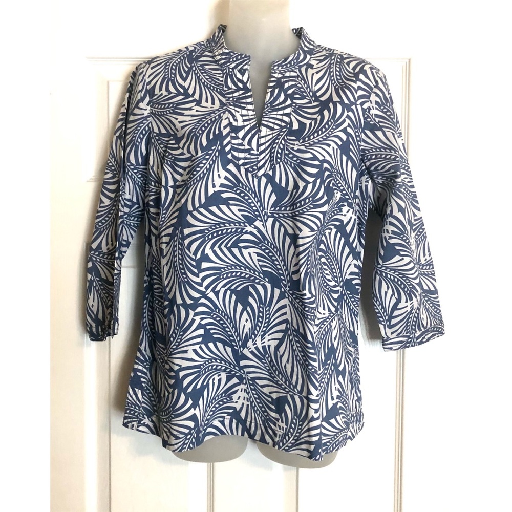 Talbots Blue & White Tunic Top